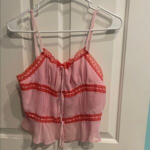 Kimchi Blue Blush Pink Tank with Scarlet Lace